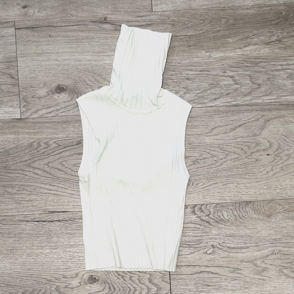 Zara Cropped Ribbed Sleeveless Turtleneck
